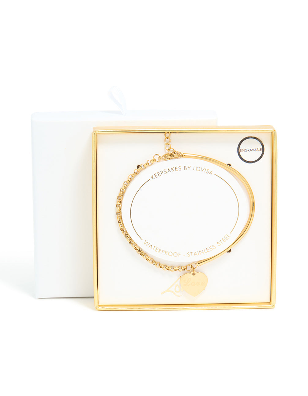 Bracelet Gold Plated Love Engraved Charm