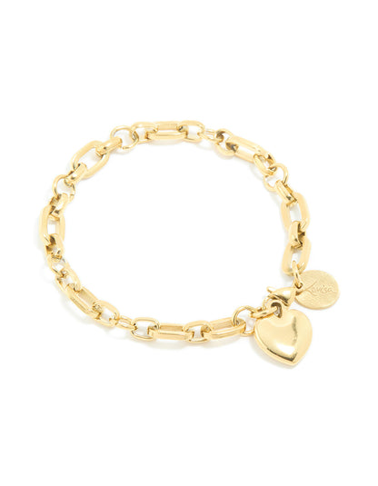 Bracelet Gold SS Chunky Heart Charm