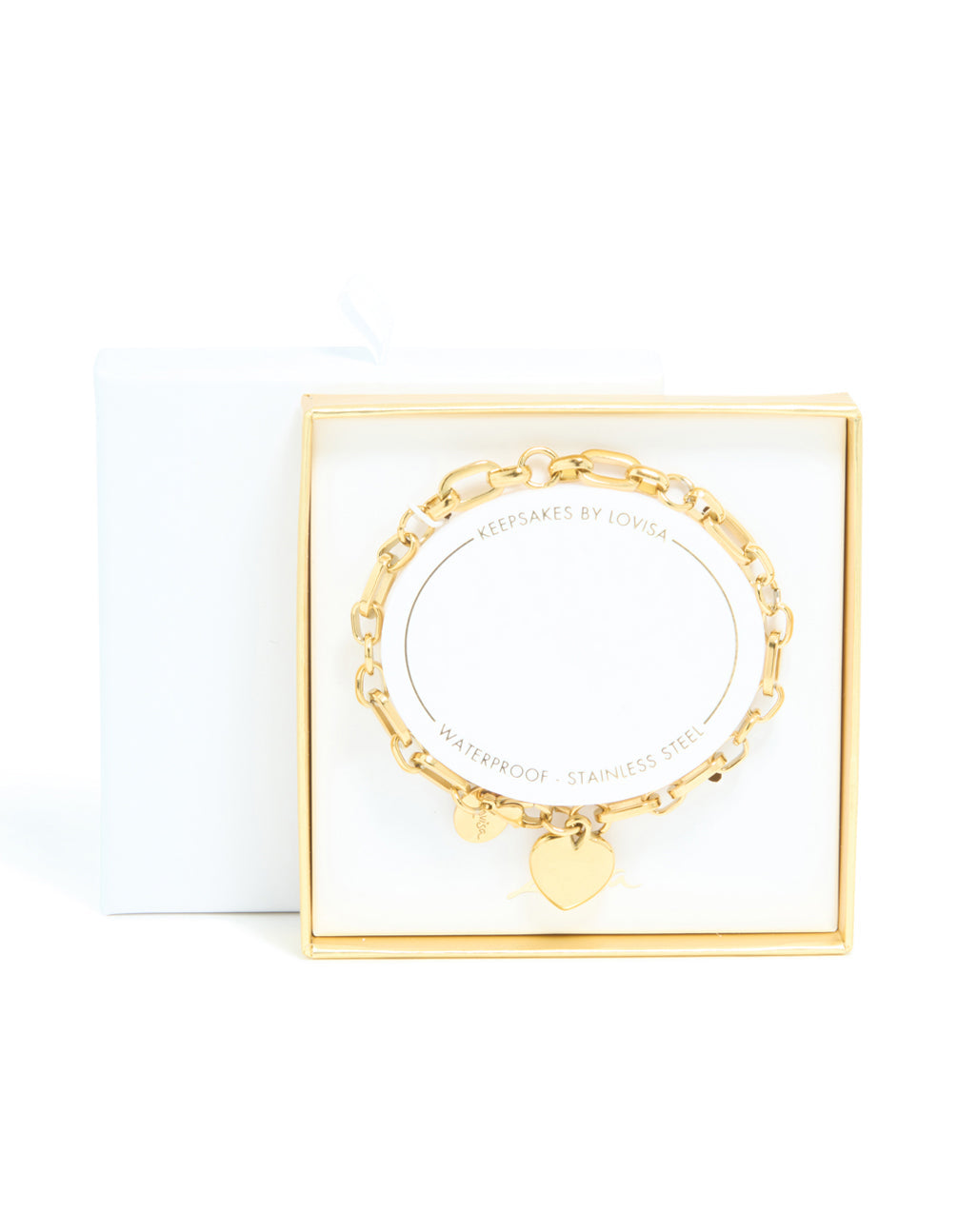 Bracelet Gold SS Chunky Heart Charm