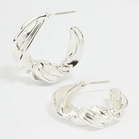 Earring Silver Thick Twisted Hoop