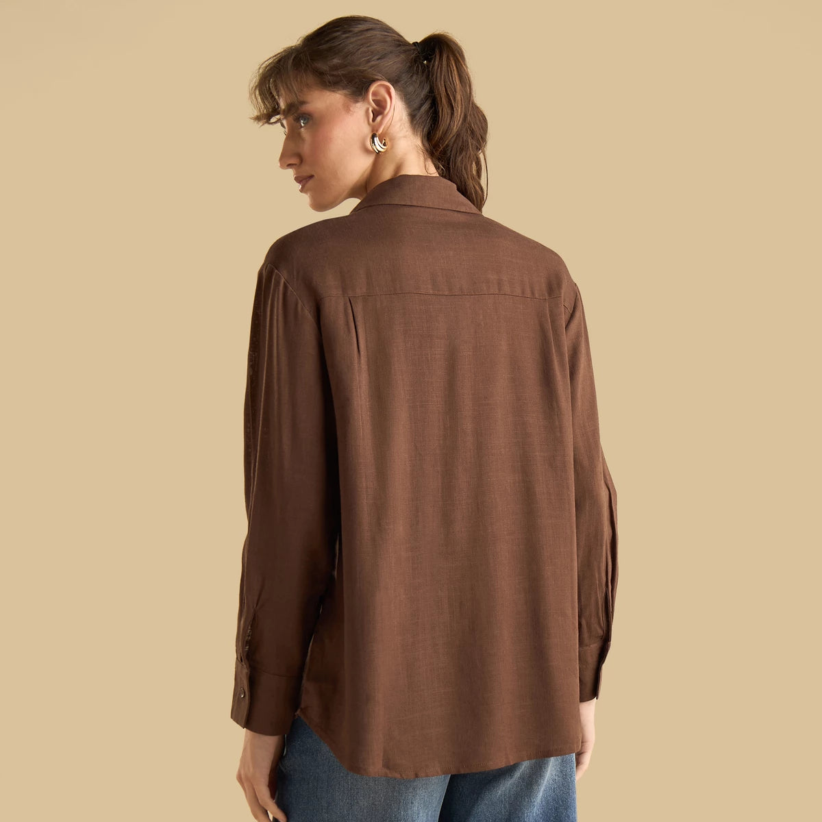 Max linen blend shirt brown