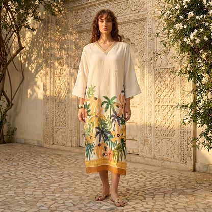 Max Tropical print kaftan dress