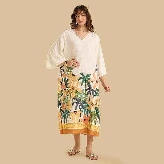 Max Tropical print kaftan dress