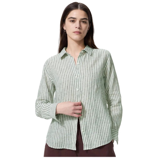 Uniqlo premium linen shirt stripe grey