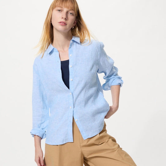 Uniqlo premium linen shirt blue