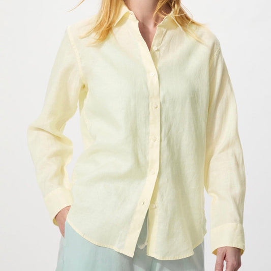 Uniqlo premium linen shirt yellow