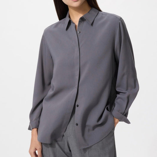 Uniqlo rayon blouse grey