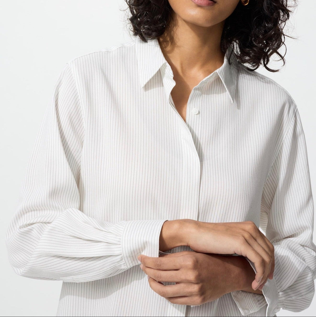 Uniqlo rayon blouse stripe off white