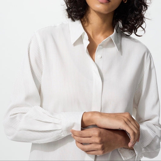 Uniqlo rayon blouse stripe off white