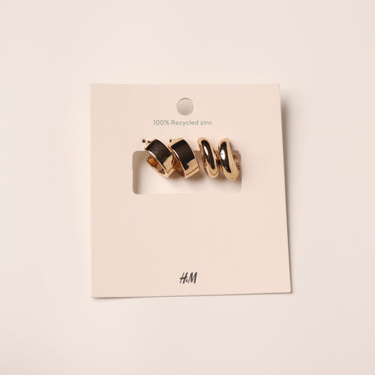 H&M Earring 2 Pc Wide & Flat Hoop