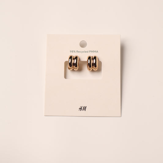 H&M Earring Gold Double Row Hoop
