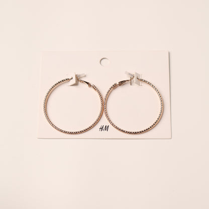 H&M Earring Gold Diamond Cut Hoop