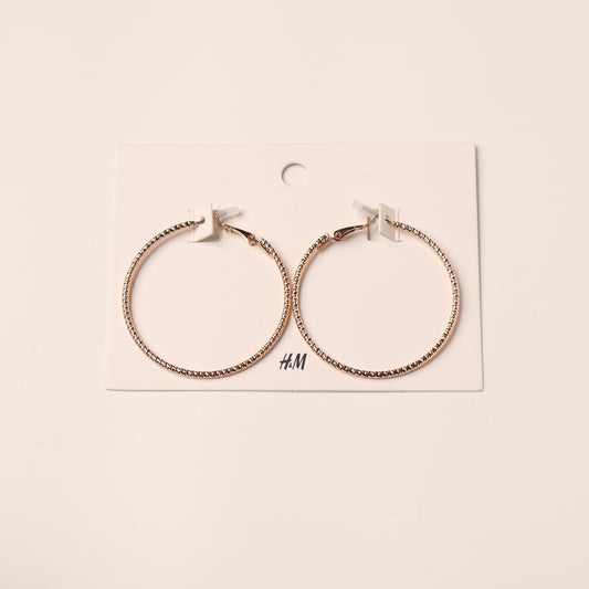 H&M Earring Gold Diamond Cut Hoop