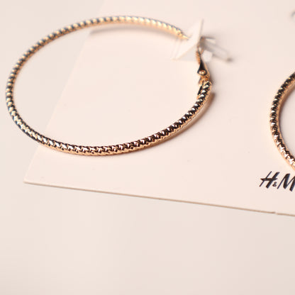 H&M Earring Gold Diamond Cut Hoop