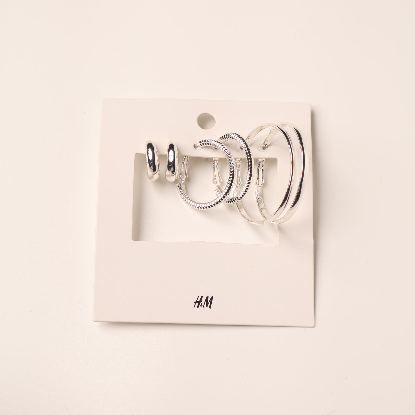H&M Earring Silver 3 Pc Mixed Hoop