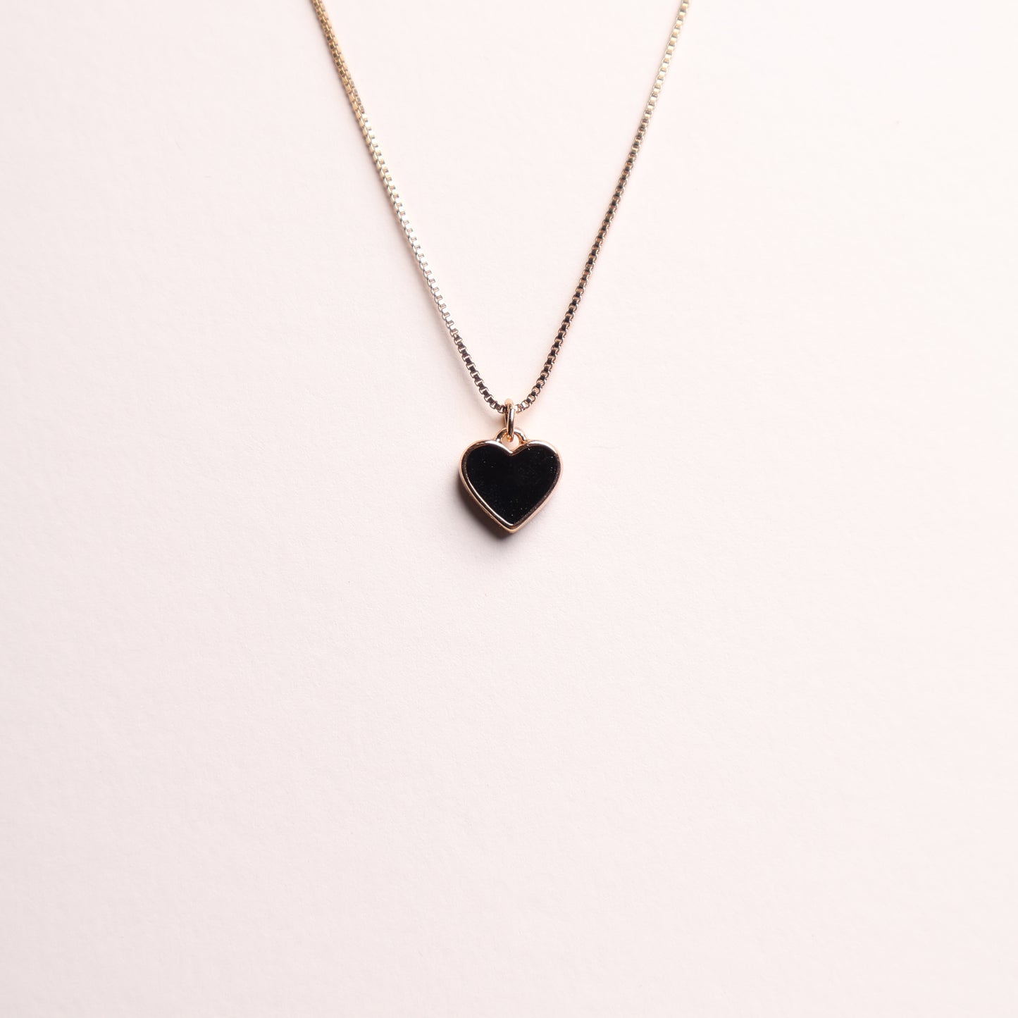 H&M Pendant Necklace Gold Black Heart
