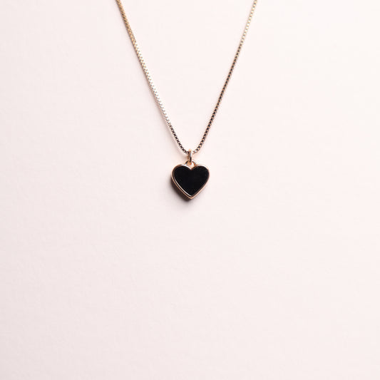 H&M Pendant Necklace Gold Black Heart