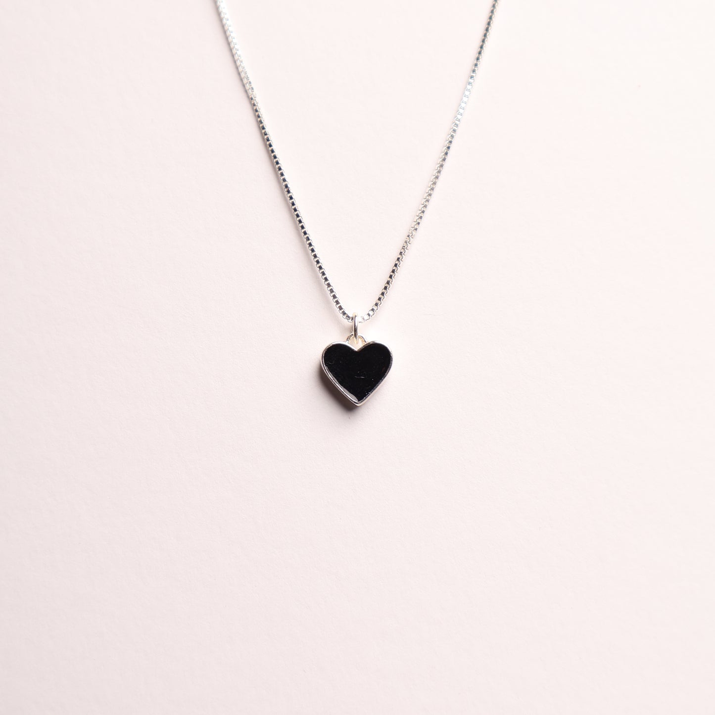 H&M Pendant Necklace Silver Black Heart