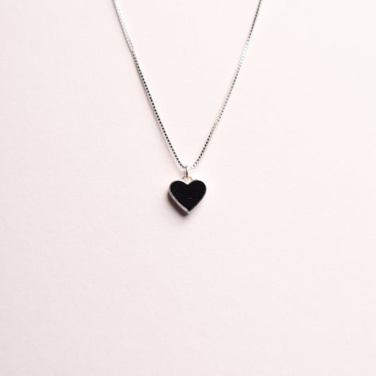 H&M Pendant Necklace Silver Black Heart