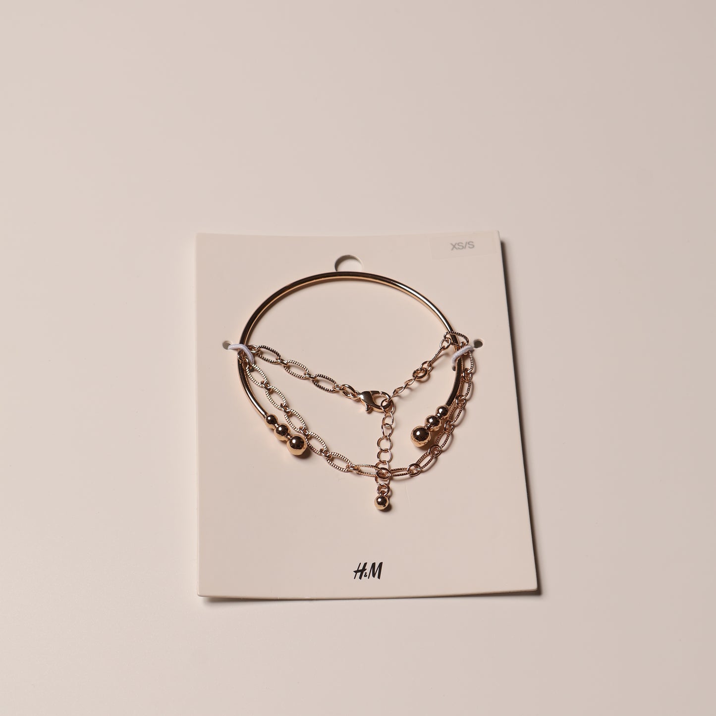 H&M Bracelet Gold Cuff & Paper Clip Chain