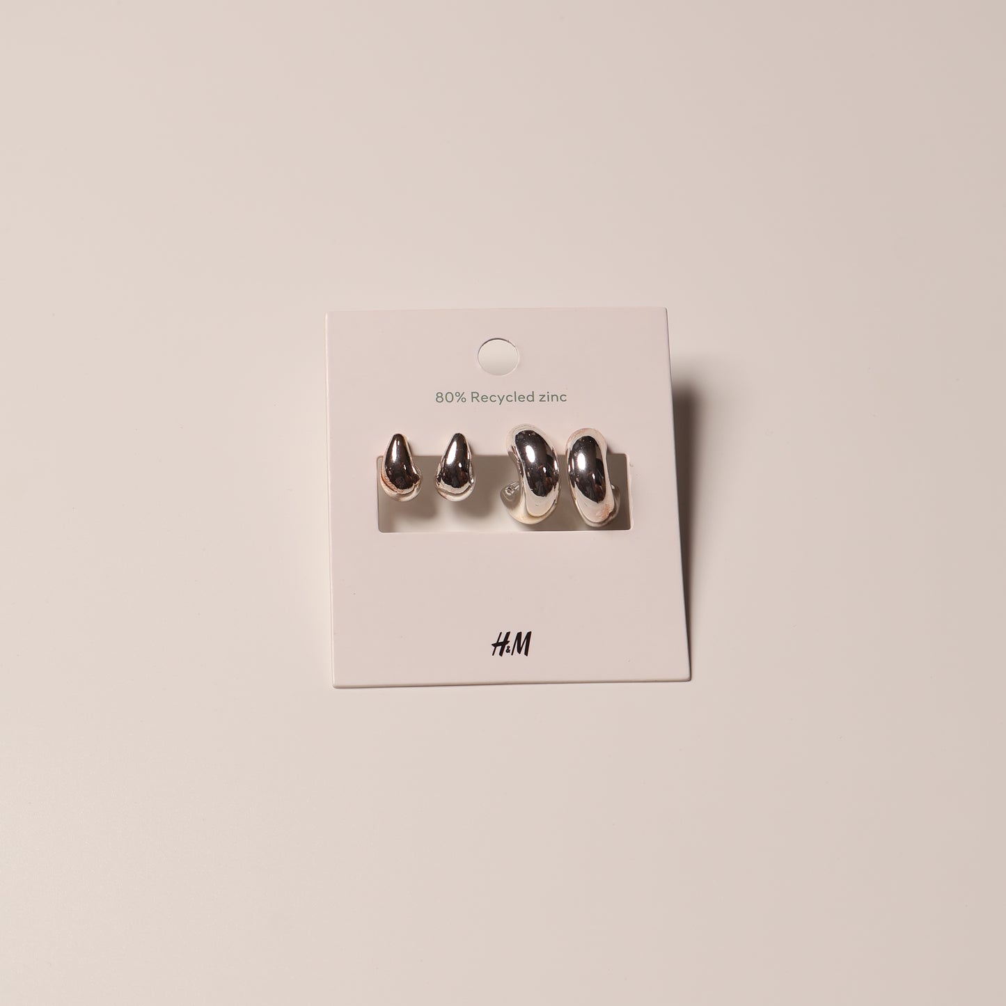 H&M Earring Silver 2 Pc Droplet Stud