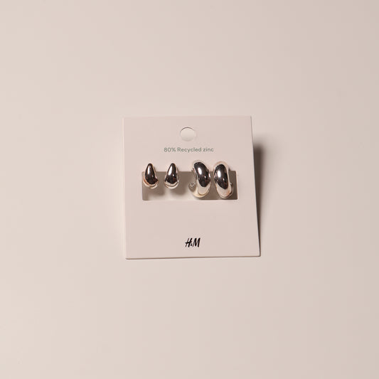 H&M Earring Silver 2 Pc Droplet Stud