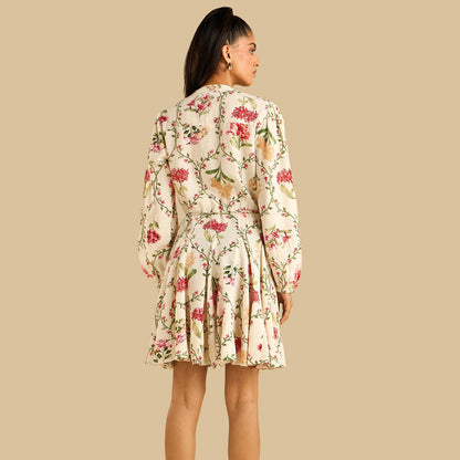 Max floral print godet dress with Tie-Up