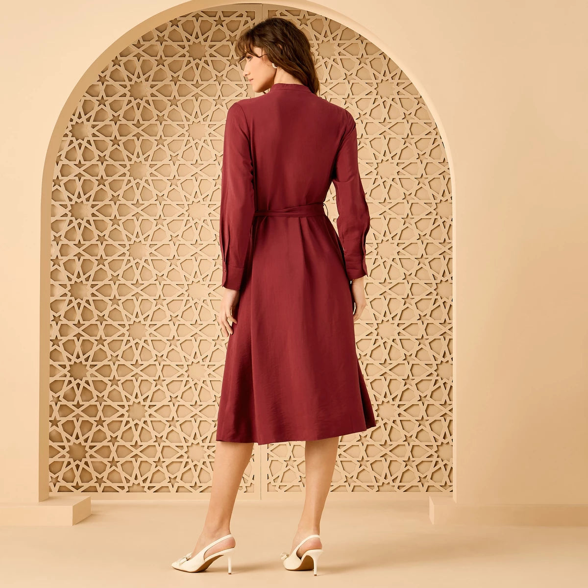 Max mandarin collar shirt belted