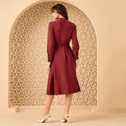Max mandarin collar shirt belted