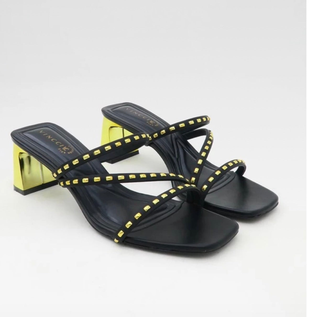 Vincci gold block heel