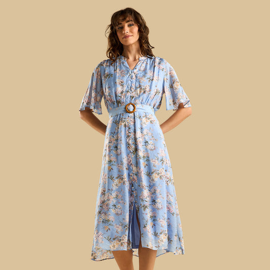 Max floral print belted dress