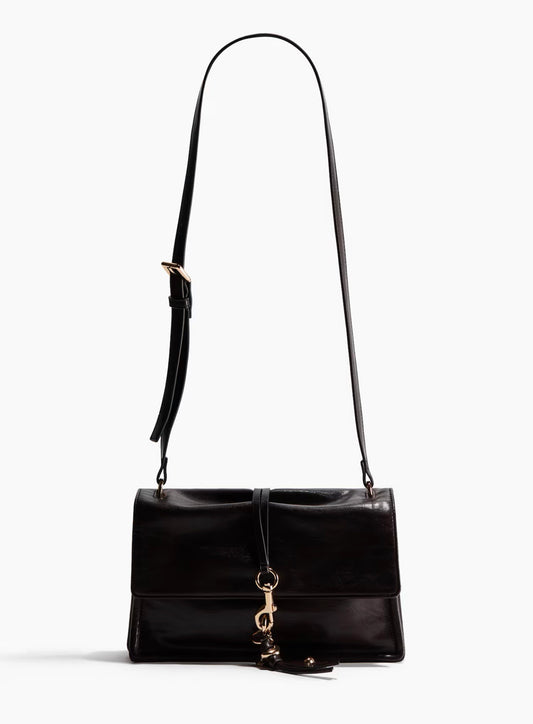 H&M cross body bag flap with tab brown