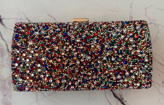Clutch multicolor rhinestone