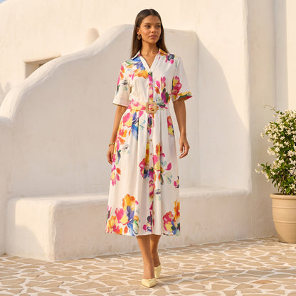 Max floral print belted dress