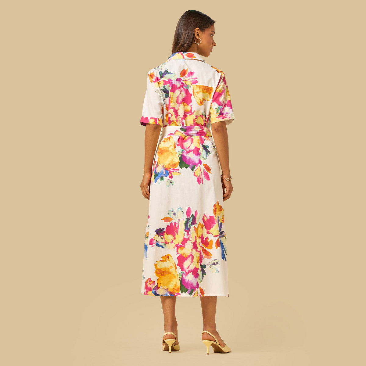 Max floral print belted dress