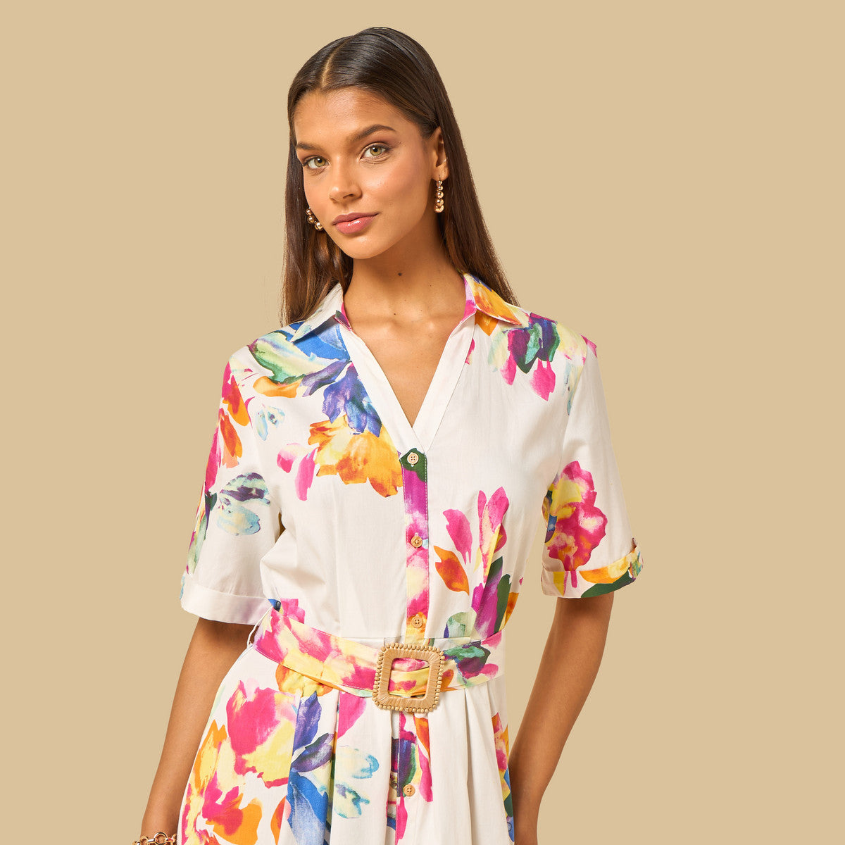 Max floral print belted dress
