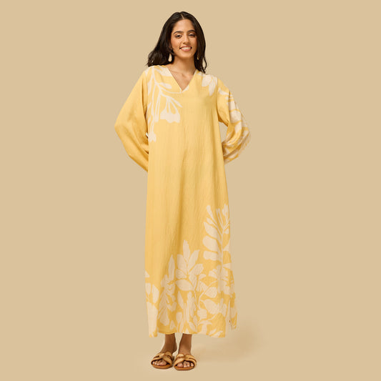 Max yellow V -neck Maxi dress