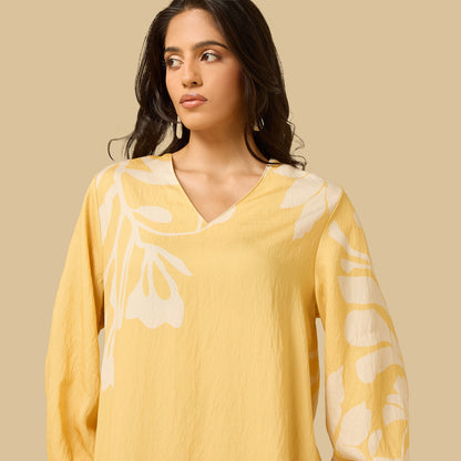 Max yellow V -neck Maxi dress