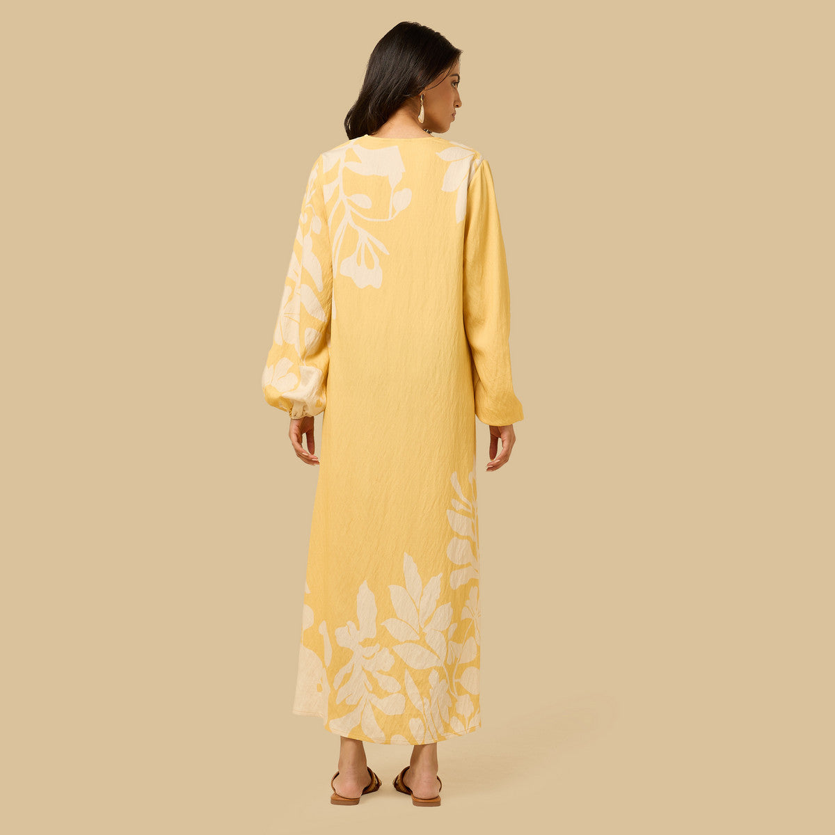 Max yellow V -neck Maxi dress
