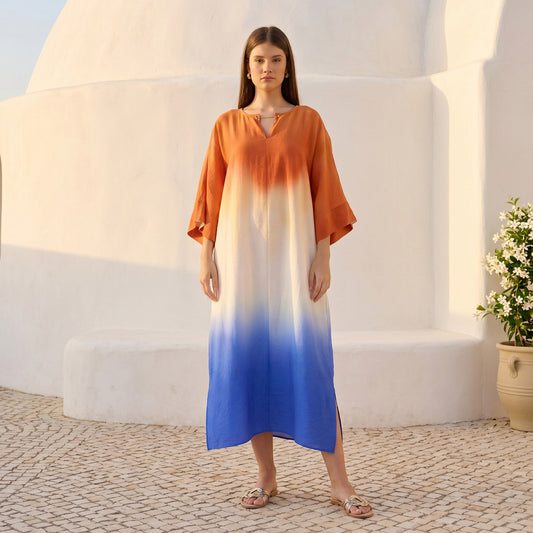 Max Ombre Kaftan with keyhole Neck