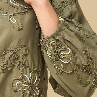Max embroidered green top