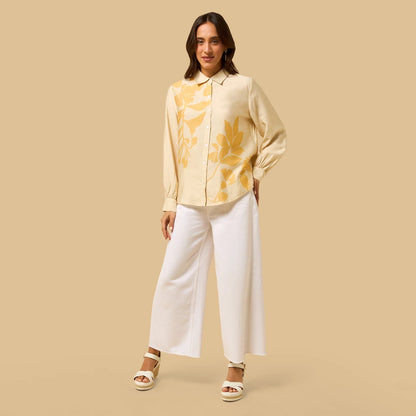 Max yellow floral printed shirt