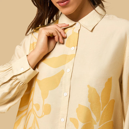 Max yellow floral printed shirt