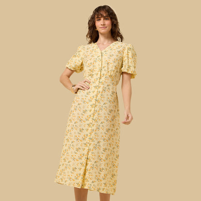 Max Floral print yellow dress