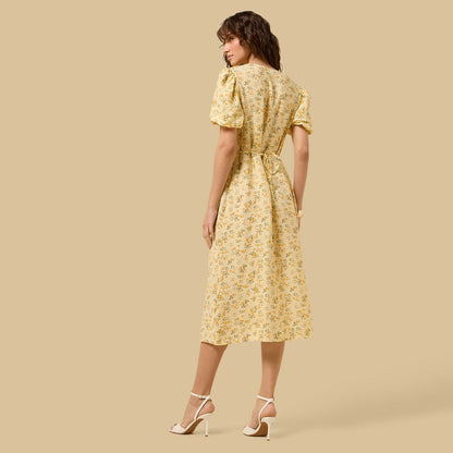 Max Floral print yellow dress
