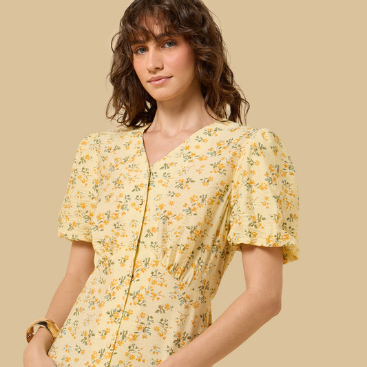 Max Floral print yellow dress