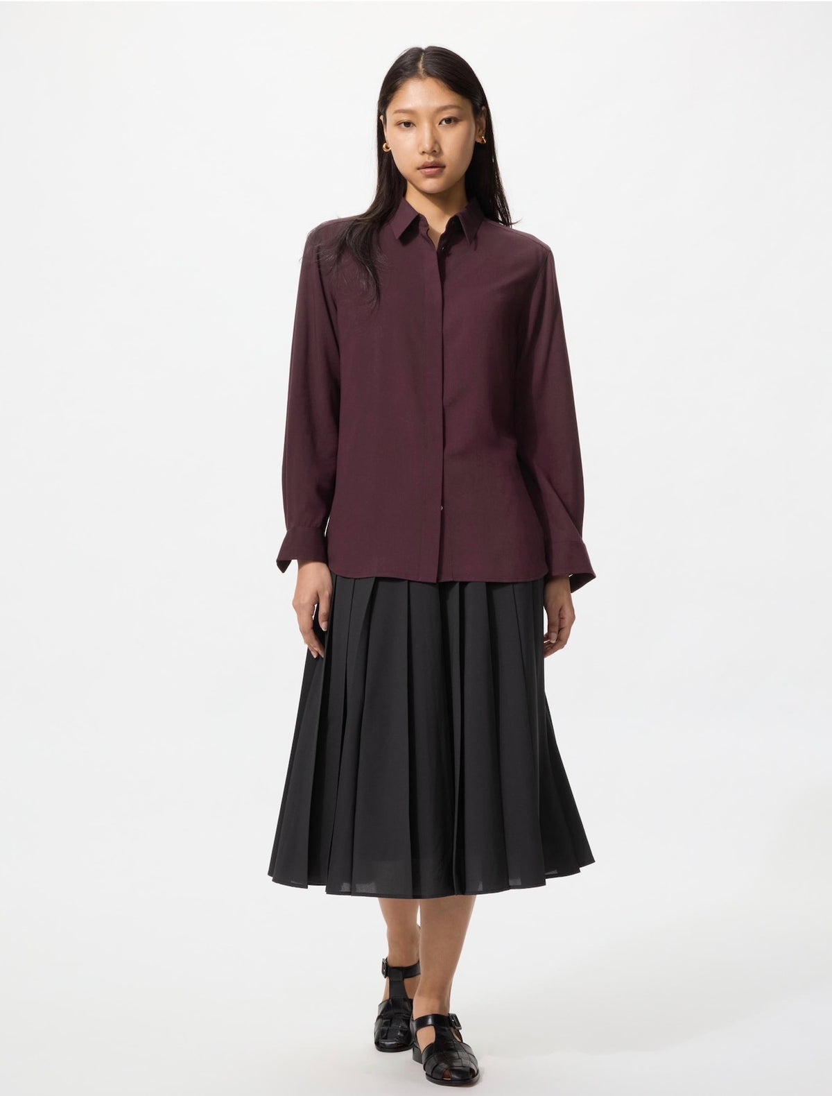 uniqlo rayon shirt wine