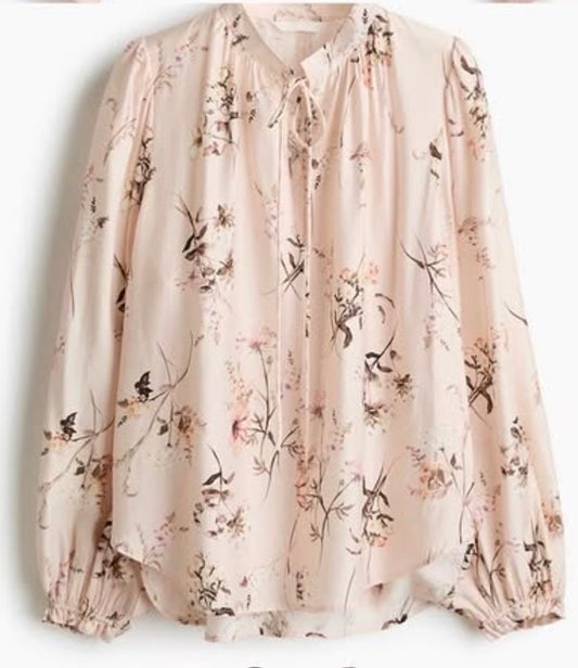 H&M cream botanical blouse