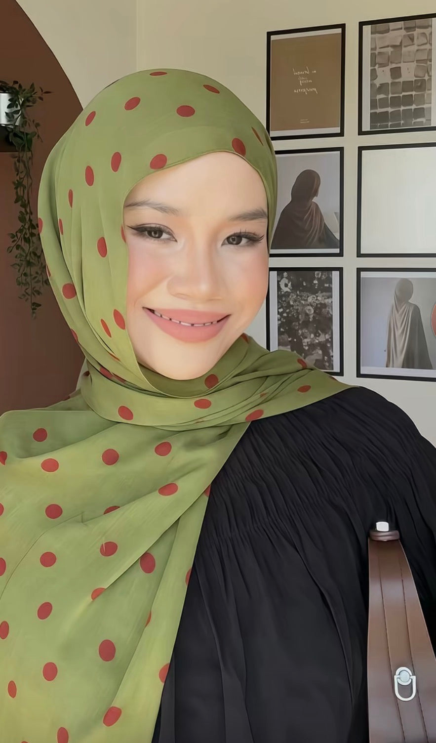 S.publika moss green polka scarf