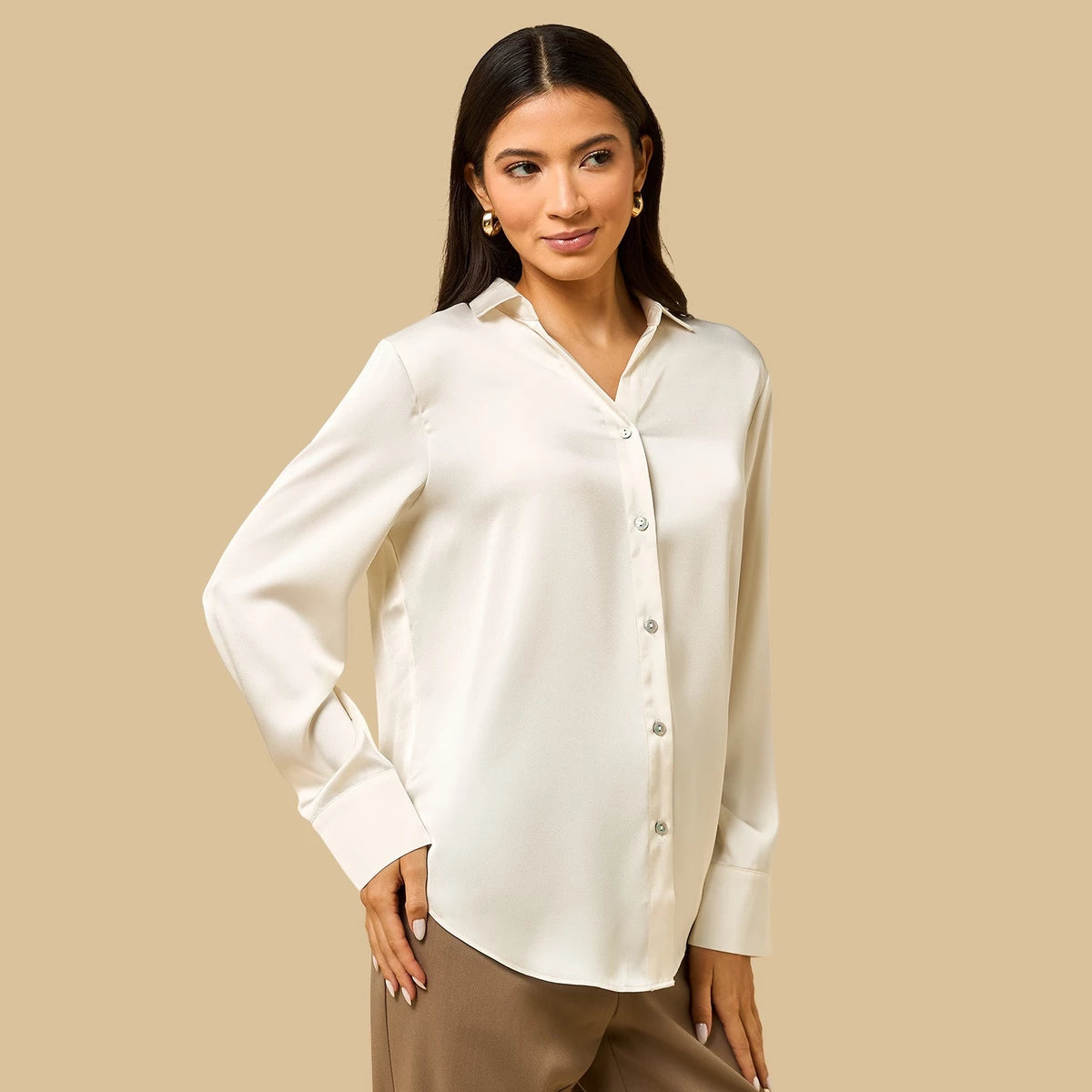Max White Satin Shirt